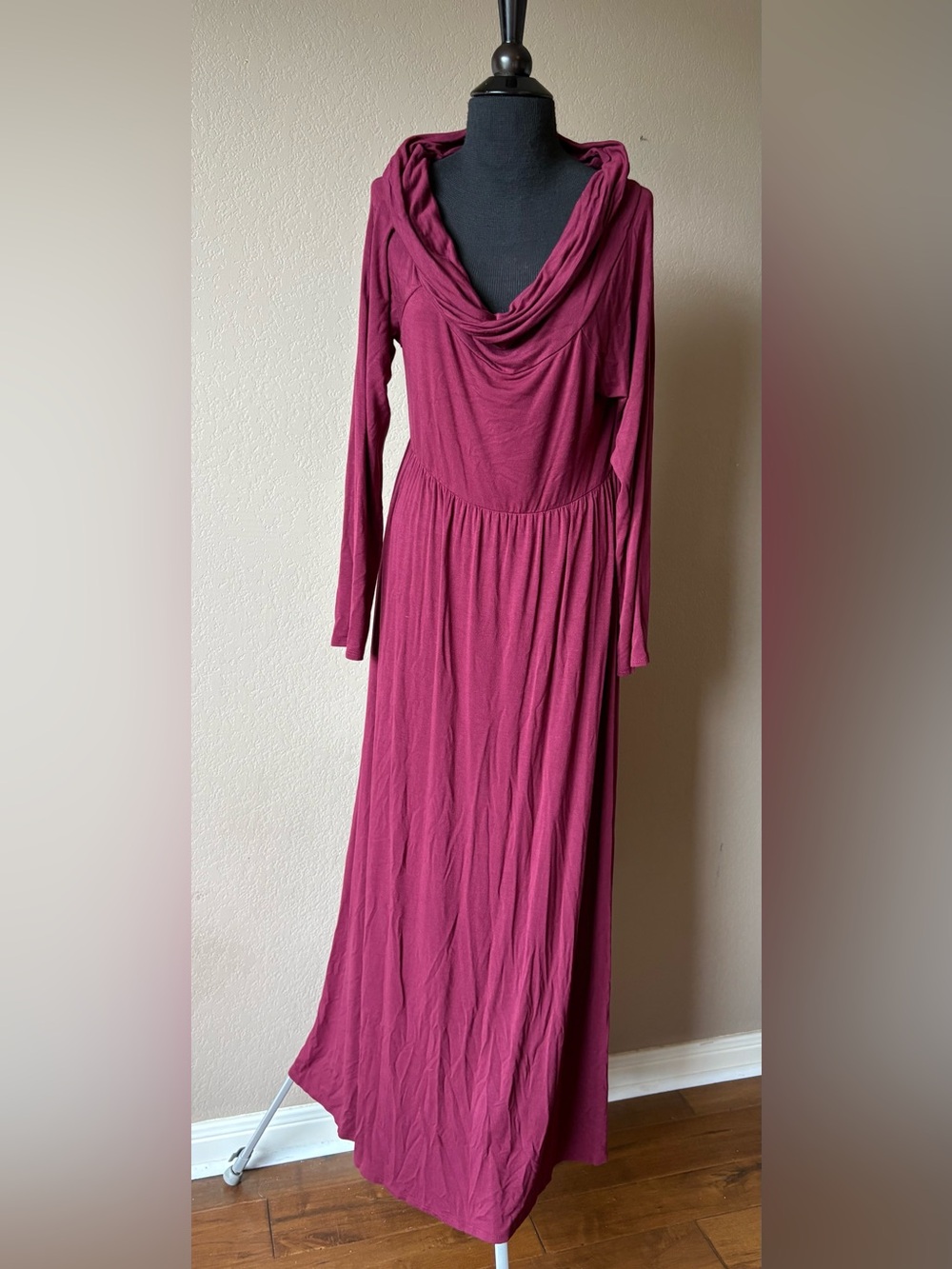 Mother Bee Large Maroon Maternity Dress Long Sleeve Nursing Friendly